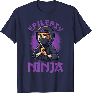 Epilepsy Ninja Purple Ribbon Epileptic Awareness Women Men T-Shirt - T-Shirt | Navy