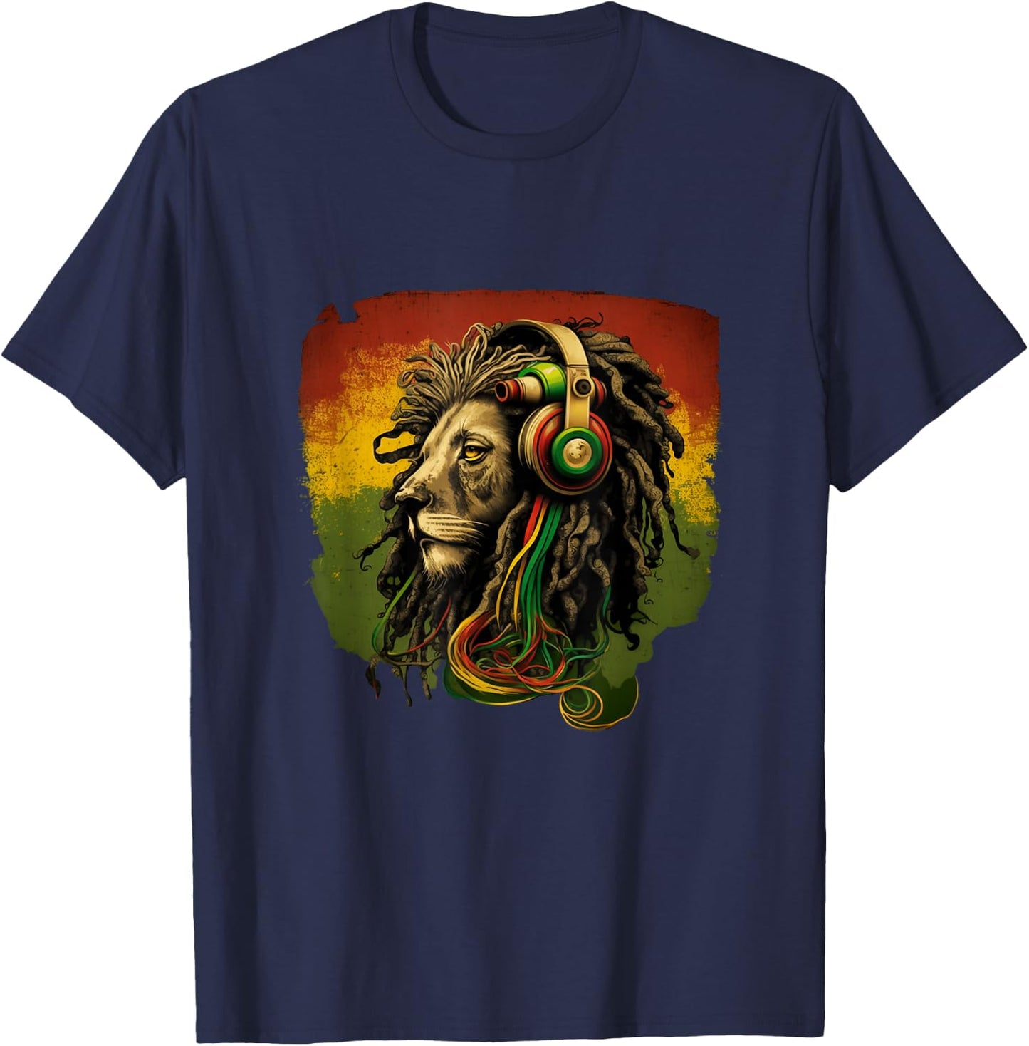 Rasta Reggae Lion Of Judah Rastafarian Roots Reggae Music T-Shirt - T-Shirt | Navy