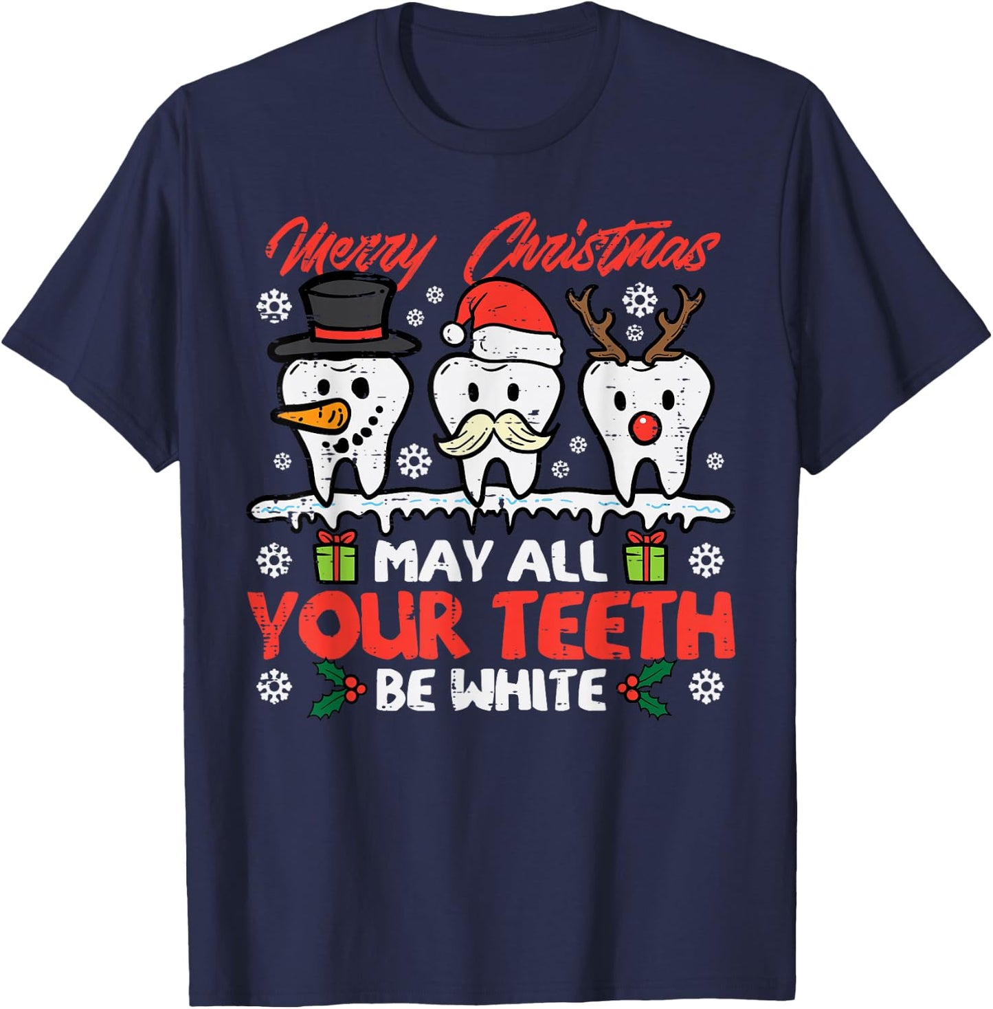 Christmas All Teeth White Xmas Dentist Dental Squad Women T-Shirt - T-Shirt | Navy