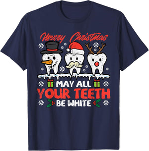 Christmas All Teeth White Xmas Dentist Dental Squad Women T-Shirt - T-Shirt | Navy