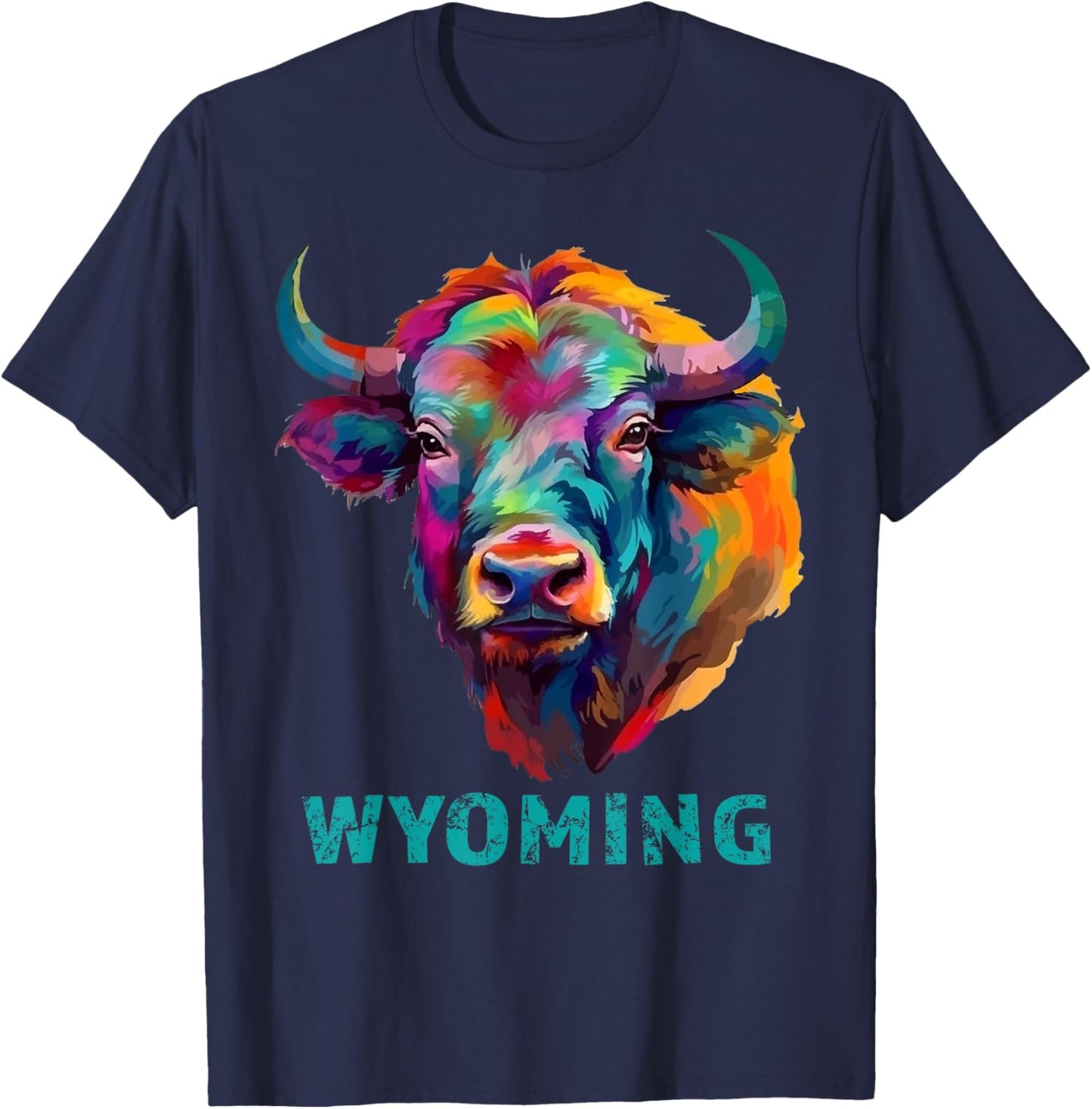 Wyoming American Bison Lover Buffalo Women Souvenir T-Shirt - T-Shirt | Navy