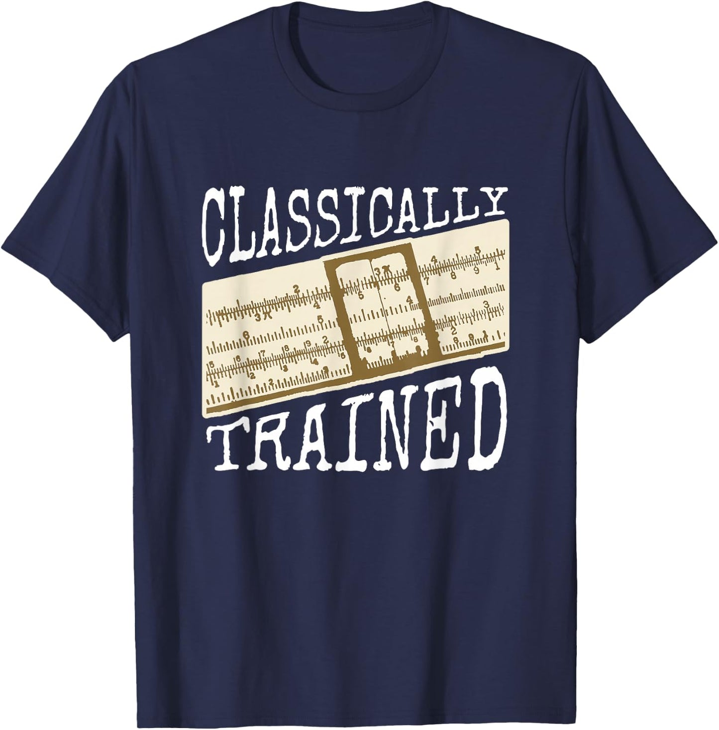 Slide Rule Slipstick Mechanical Calculator 1950s 1960s T-Shirt - T-Shirt | Navy