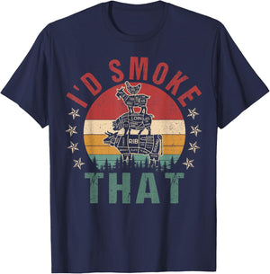 Funny I'd Smoke That BBQ Shirt Chef Men Women Gift Grilling T-Shirt - T-Shirt | Navy