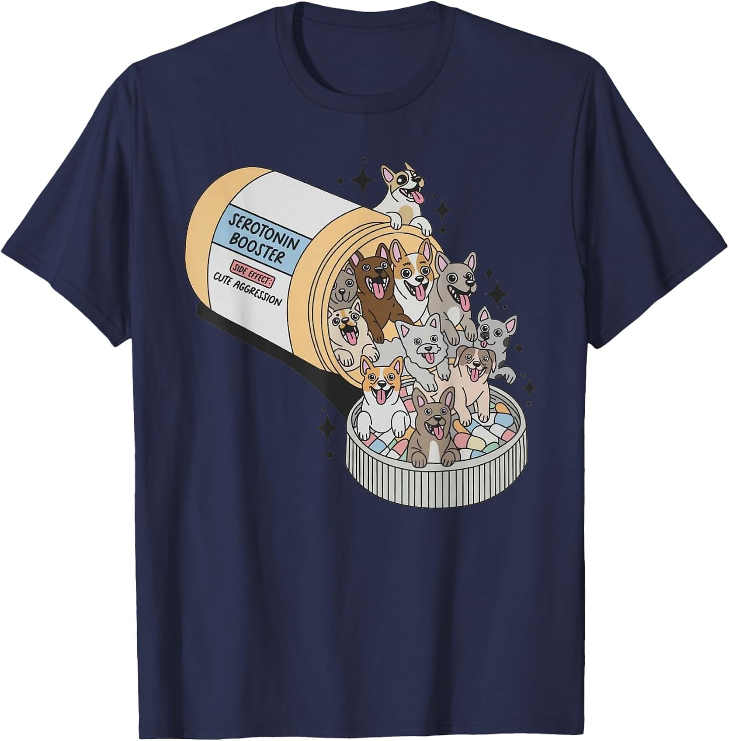 Serotonin Booster Dogs - Side Effect Cute Aggression Funny T-Shirt - T-Shirt | Navy