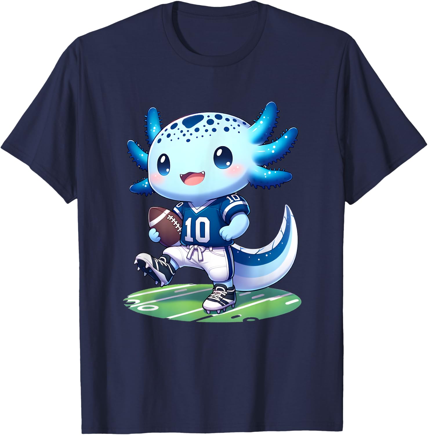 Funny axolotl football player boys girls T-Shirt - T-Shirt | Navy