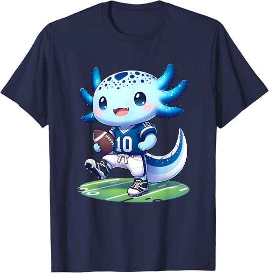 Funny axolotl football player boys girls T-Shirt - T-Shirt | Navy