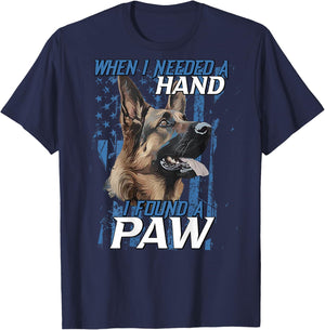 When I Need A Hand I Found Paw German Shepherd (on back) T-Shirt - T-Shirt | Navy