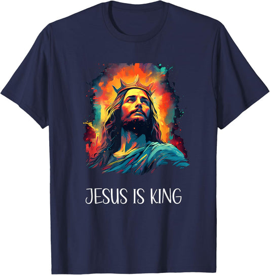 Jesus is King of Christian Faith , Women, Kids, Teens T-Shirt - T-Shirt | Navy