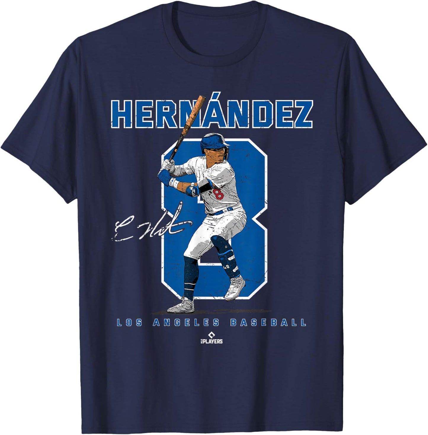 Number and Portrait Kike Hernandez Los Angeles MLBPA T-Shirt - T-Shirt | Navy