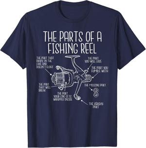 The Parts of a Fishing Reel - Funny Fishing Fisherman Humor Small T-Shirt - T-Shirt | Navy