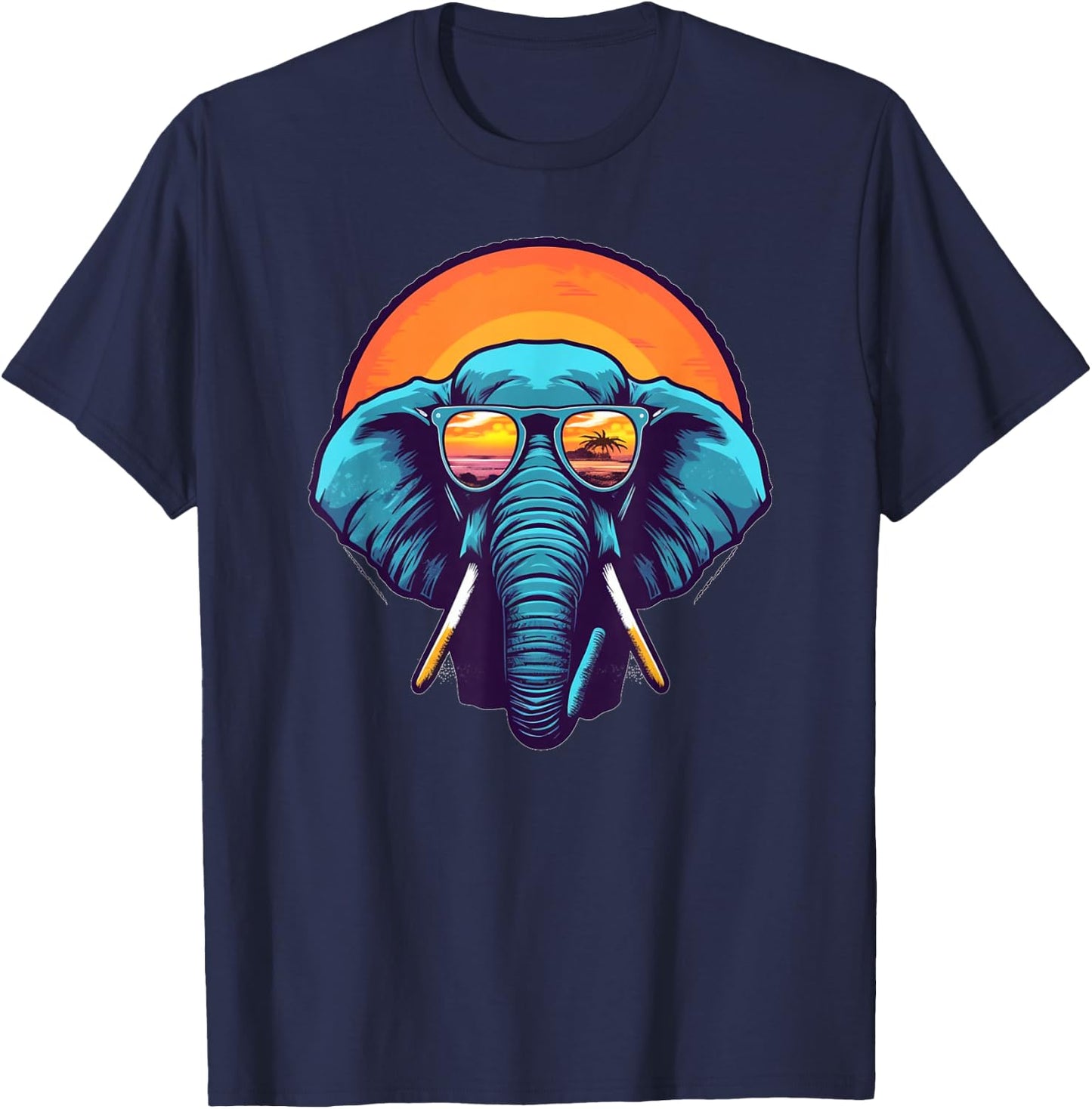 Funny looking Elephant with Sunglasses T-Shirt - T-Shirt | Navy