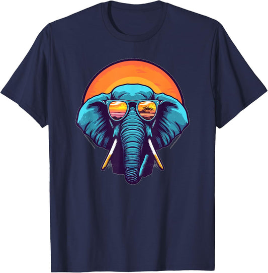 Funny looking Elephant with Sunglasses T-Shirt - T-Shirt | Navy