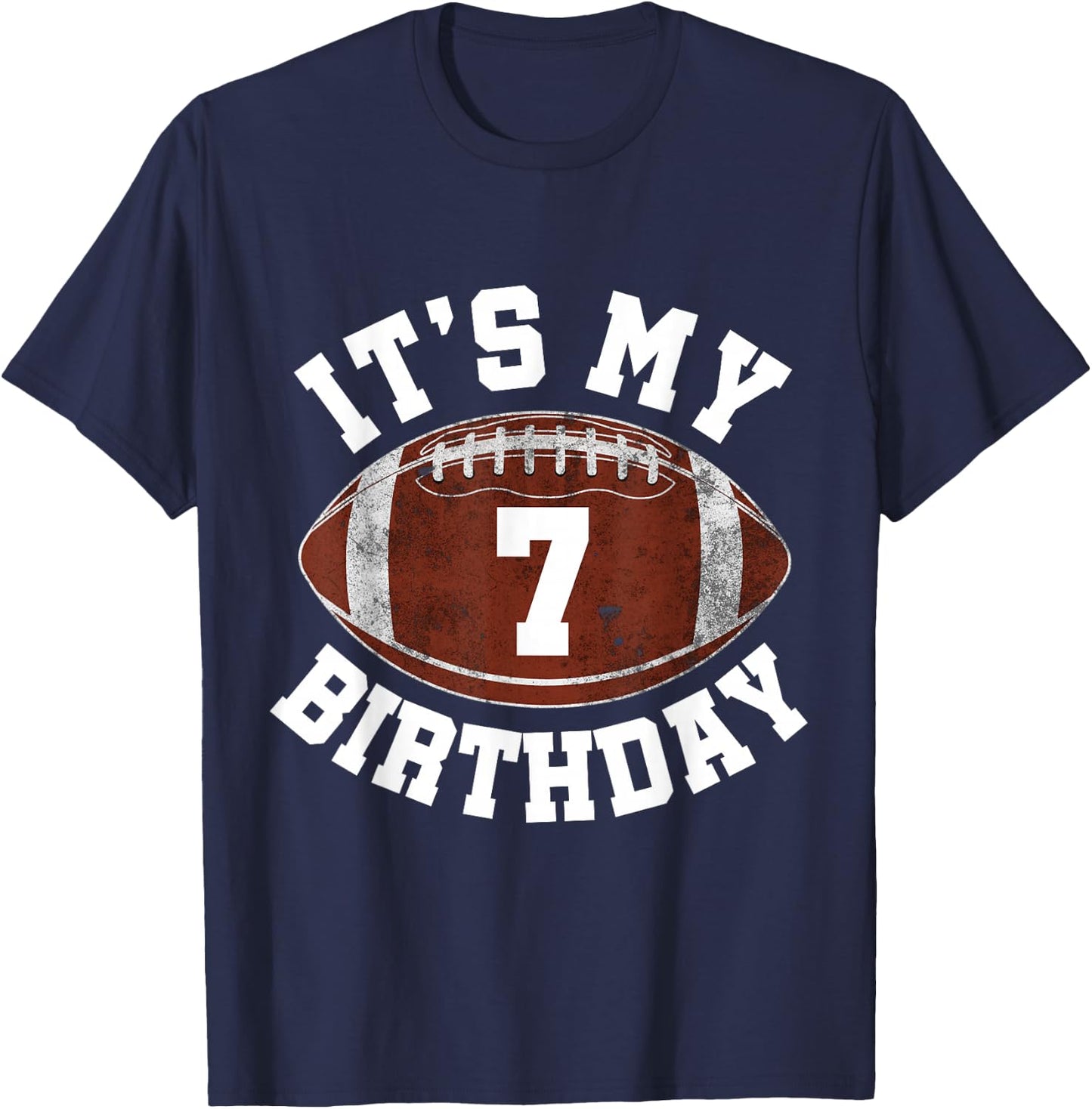 It's My 7th Birthday Boy 7 Year Old Football Player Kids T-Shirt - T-Shirt | Navy