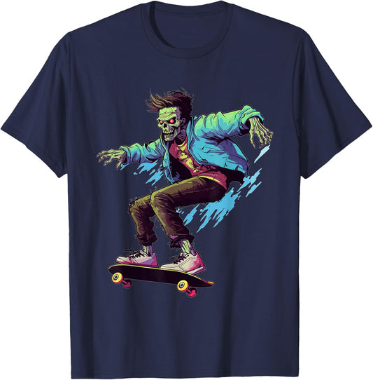 Zombie - Skateboard Skateboarder Skateboarding Skater T-Shirt - T-Shirt | Navy