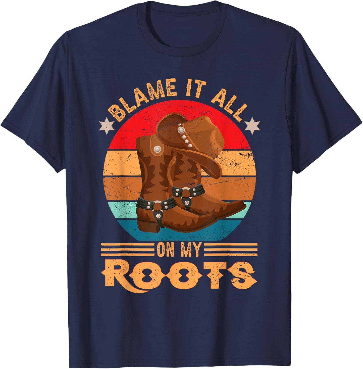 Funny Country Music Graphic Women Men Cowgirl Boots Western T-Shirt - T-Shirt | Navy