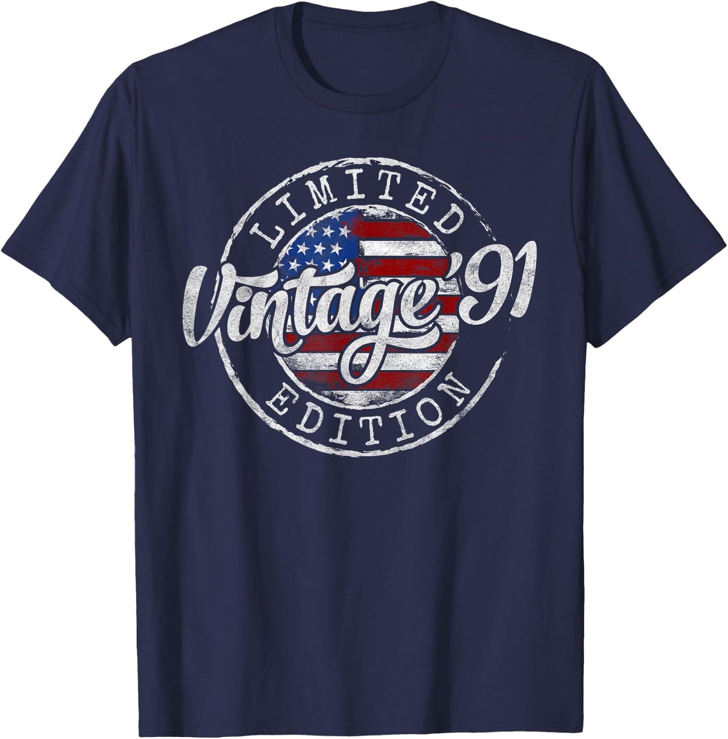 Vintage 1991 34th Birthday Gifts Women 34 Year Old T-Shirt - T-Shirt | Navy