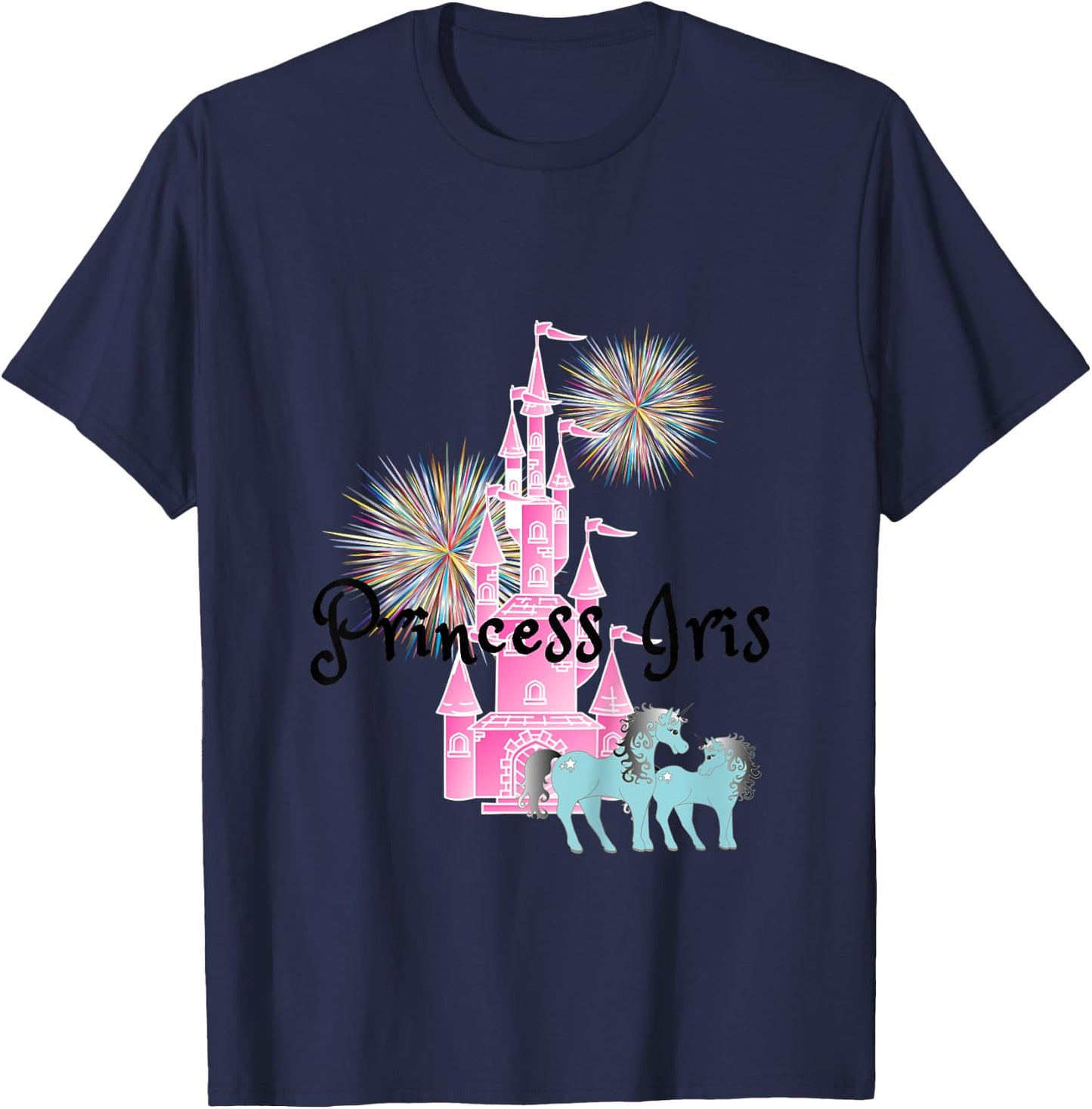 Kids Princess Iris Name Girls Personalized Custom T-Shirt - T-Shirt | Navy