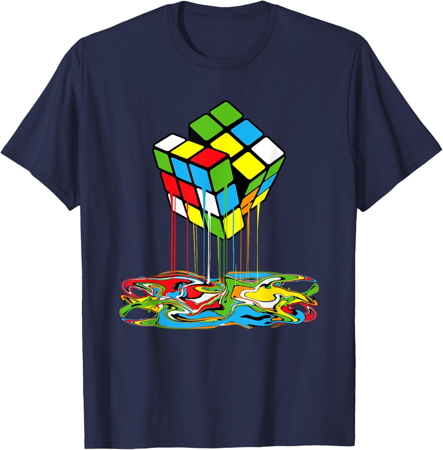Melting Cube Math Speedcubing Lovers Boys T-Shirt - T-Shirt | Navy