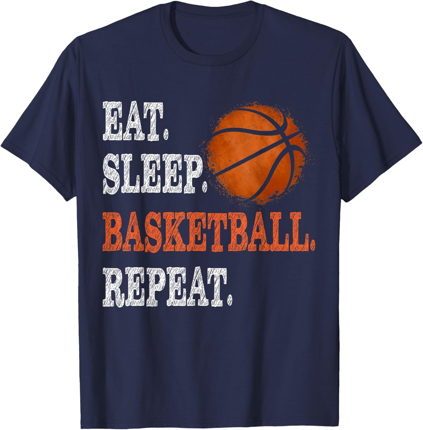 Eat Sleep Basketball Repeat Boy Youth Kid Basketball Fan T-Shirt - T-Shirt | Navy