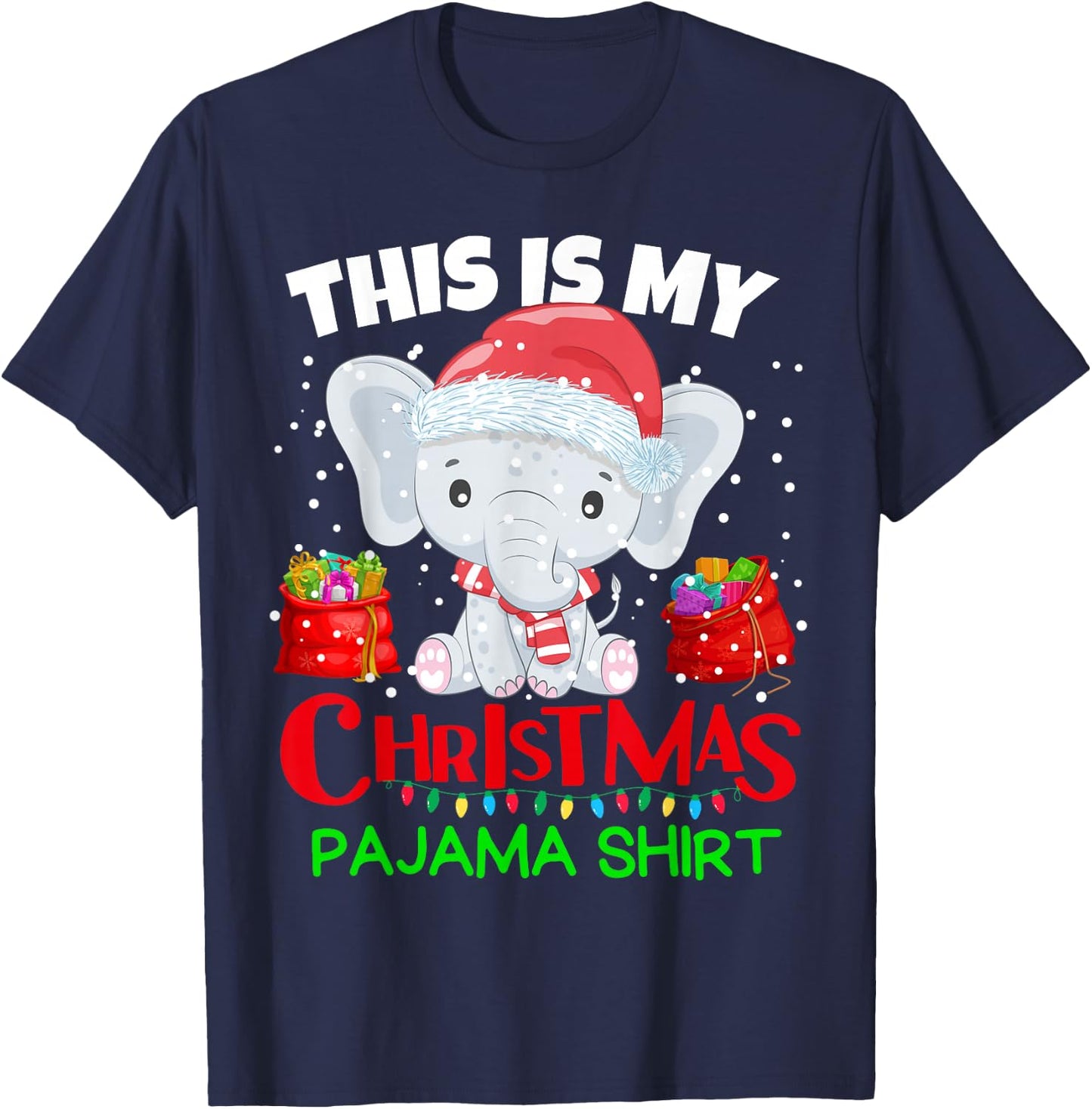This is my Christmas Pajama Shirt baby elephant for kids T-Shirt - T-Shirt | Navy