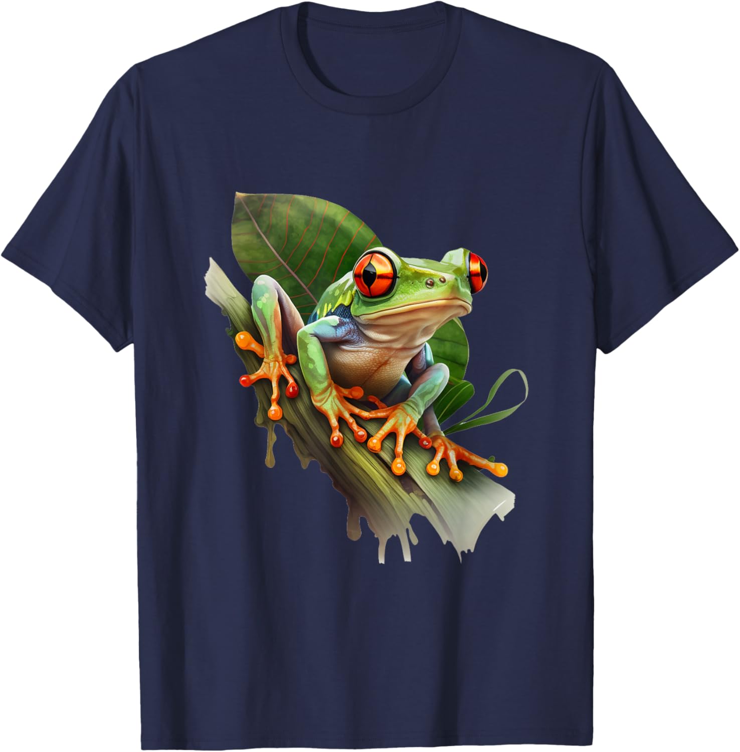 Red Eyed Tree Frog Rainforest Amphibian Green Body Tree Frog T-Shirt - T-Shirt | Navy