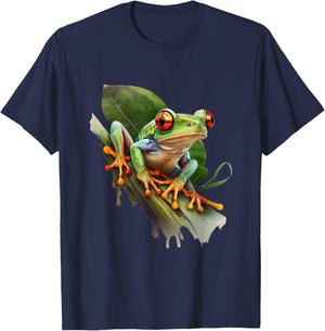 Red Eyed Tree Frog Rainforest Amphibian Green Body Tree Frog T-Shirt - T-Shirt | Navy