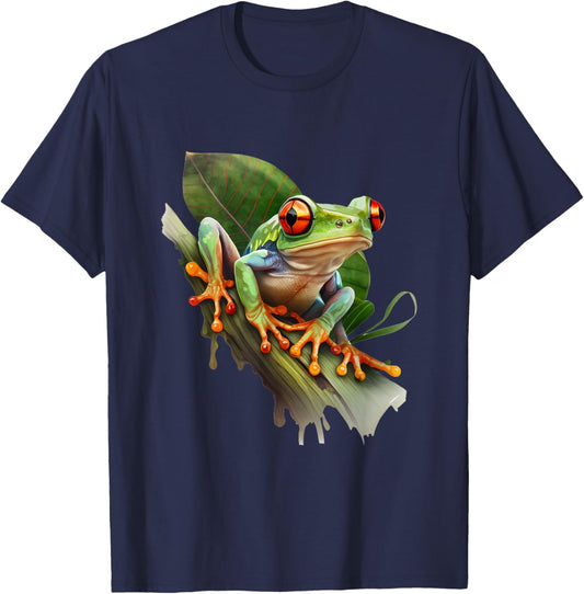 Red Eyed Tree Frog Rainforest Amphibian Green Body Tree Frog T-Shirt - T-Shirt | Navy