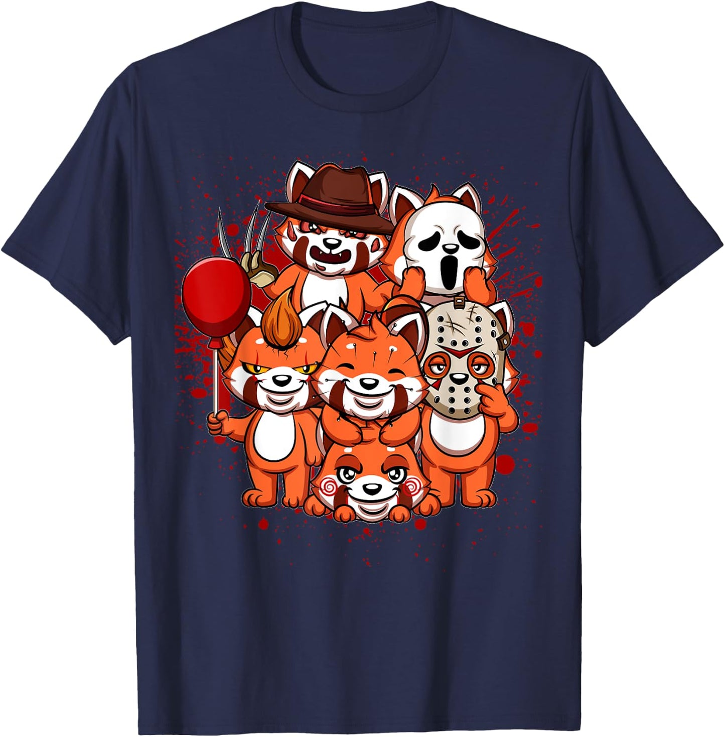 My Little Horror Crew - Halloween Red Pandas T-Shirt - T-Shirt | Navy