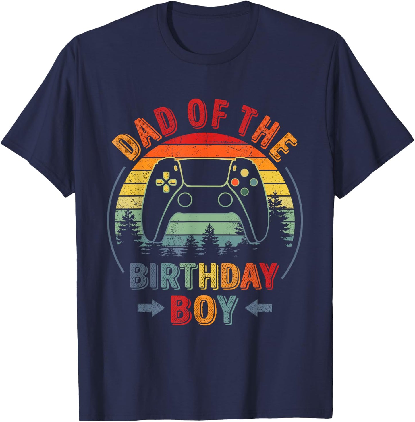 Dad of the Birthday Boy Vintage Matching Gamer Birthday T-Shirt - T-Shirt | Navy