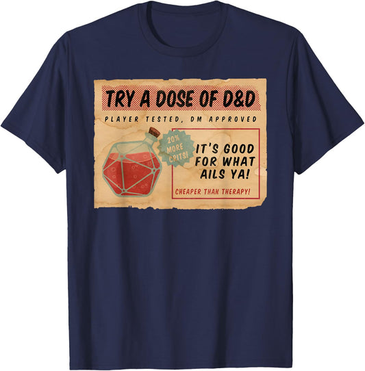 Vintage Ad D20 Healing Potion T-Shirt - T-Shirt | Navy