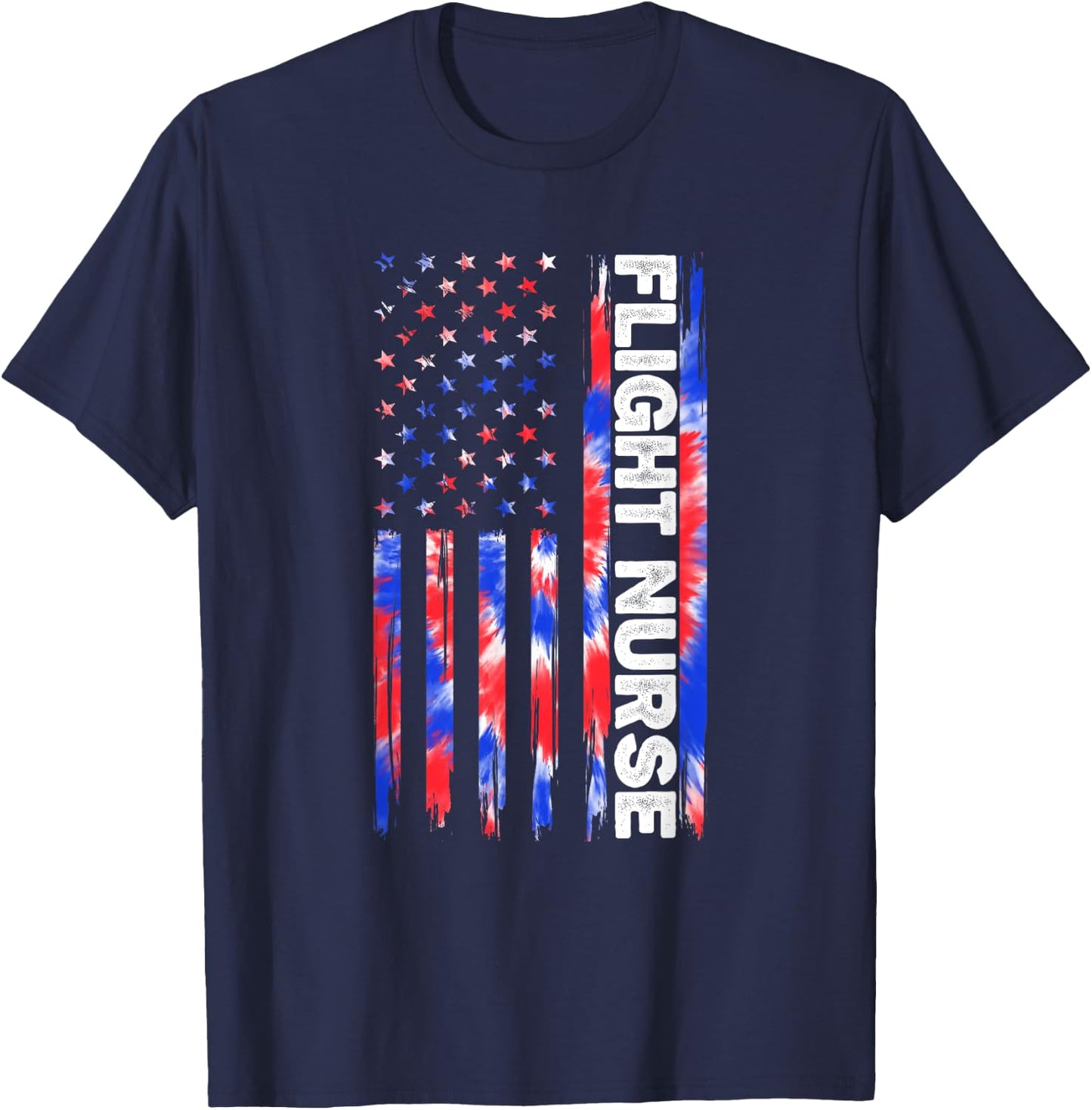 Flight Nurse Nursing Tie Dye American Flag 4th Of July Usa T-Shirt - T-Shirt | Navy