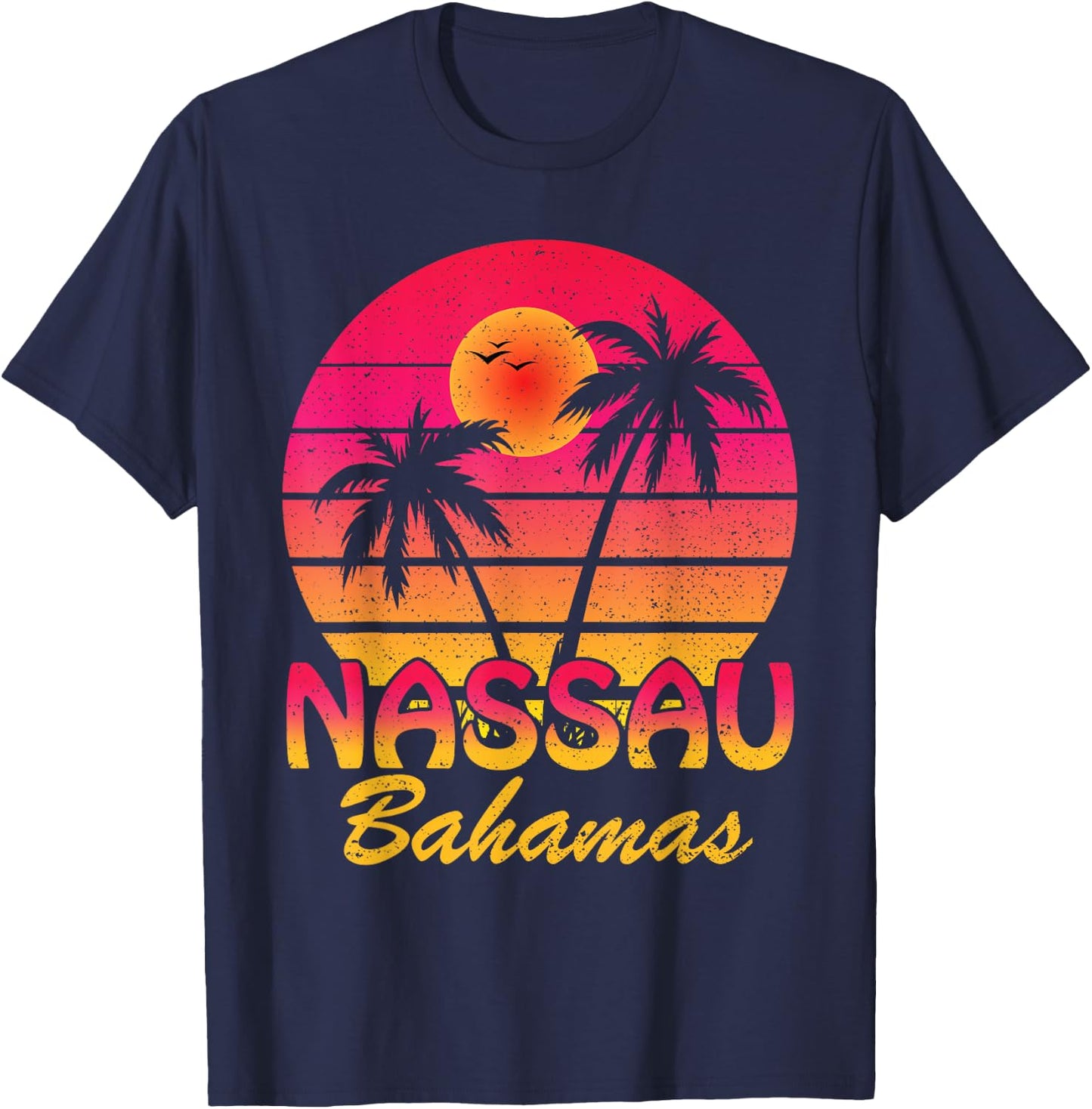Nassau Bahamas Beach Retro Summer Vibes Family Vacation T-Shirt - T-Shirt | Navy