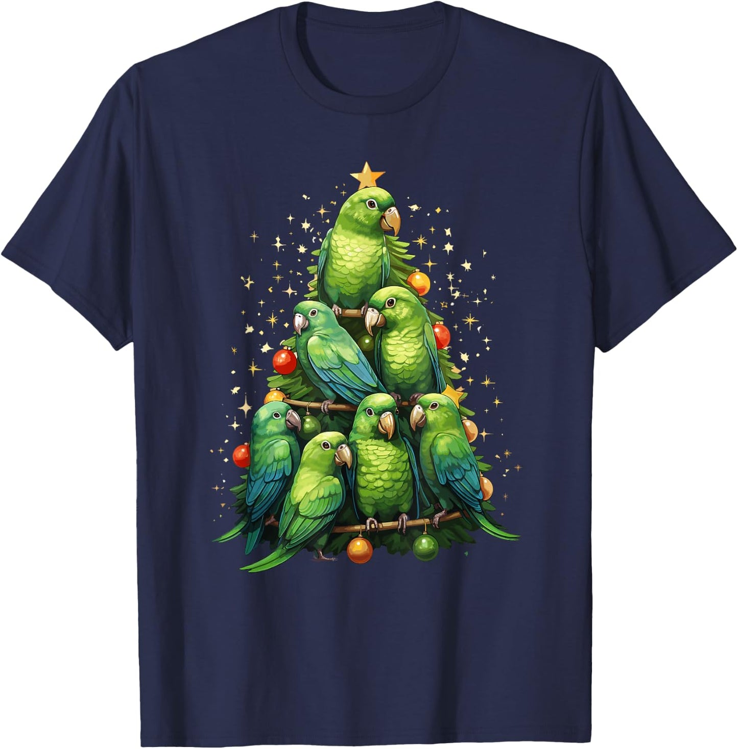 Green Cheek Conure Christmas Tree Ornament Parrot Bird T-Shirt - T-Shirt | Navy