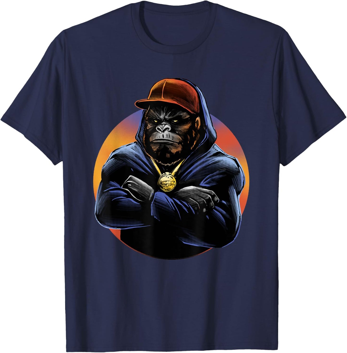 Hip Hop Orangutan street life Monkey Graphic T-Shirt - T-Shirt | Navy