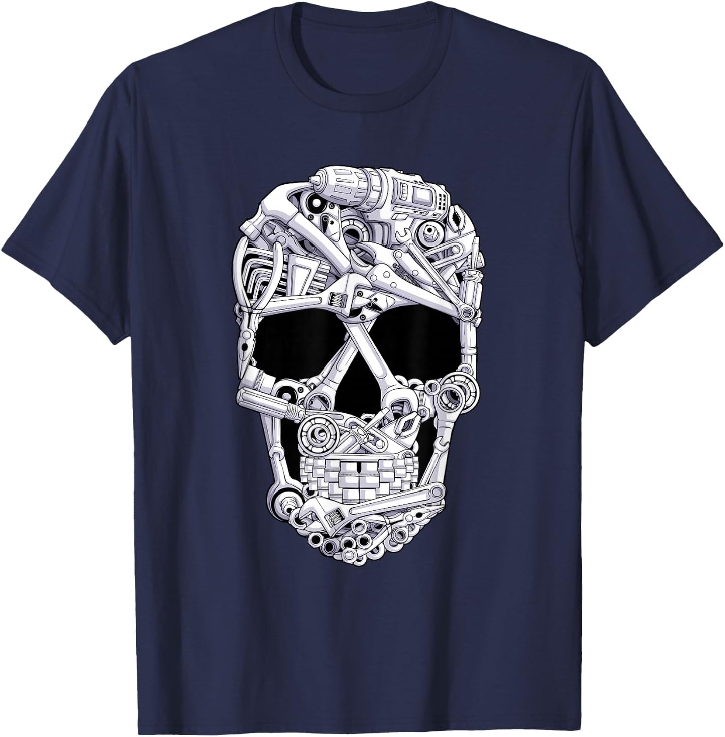car Mechanic Tools Skull Garage Halloween Costume Skeleton T-Shirt - T-Shirt | Navy