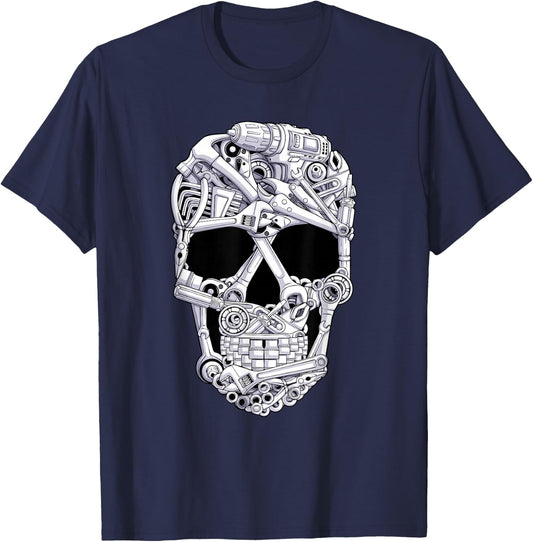 car Mechanic Tools Skull Garage Halloween Costume Skeleton T-Shirt - T-Shirt | Navy