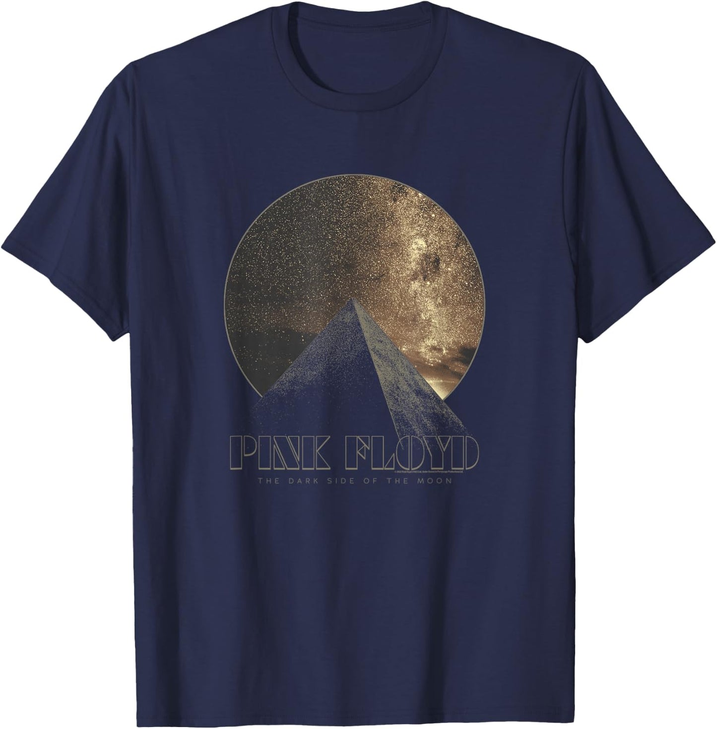 Pink Floyd The Dark Side of the Moon Pyramid Circle T-Shirt - T-Shirt | Navy