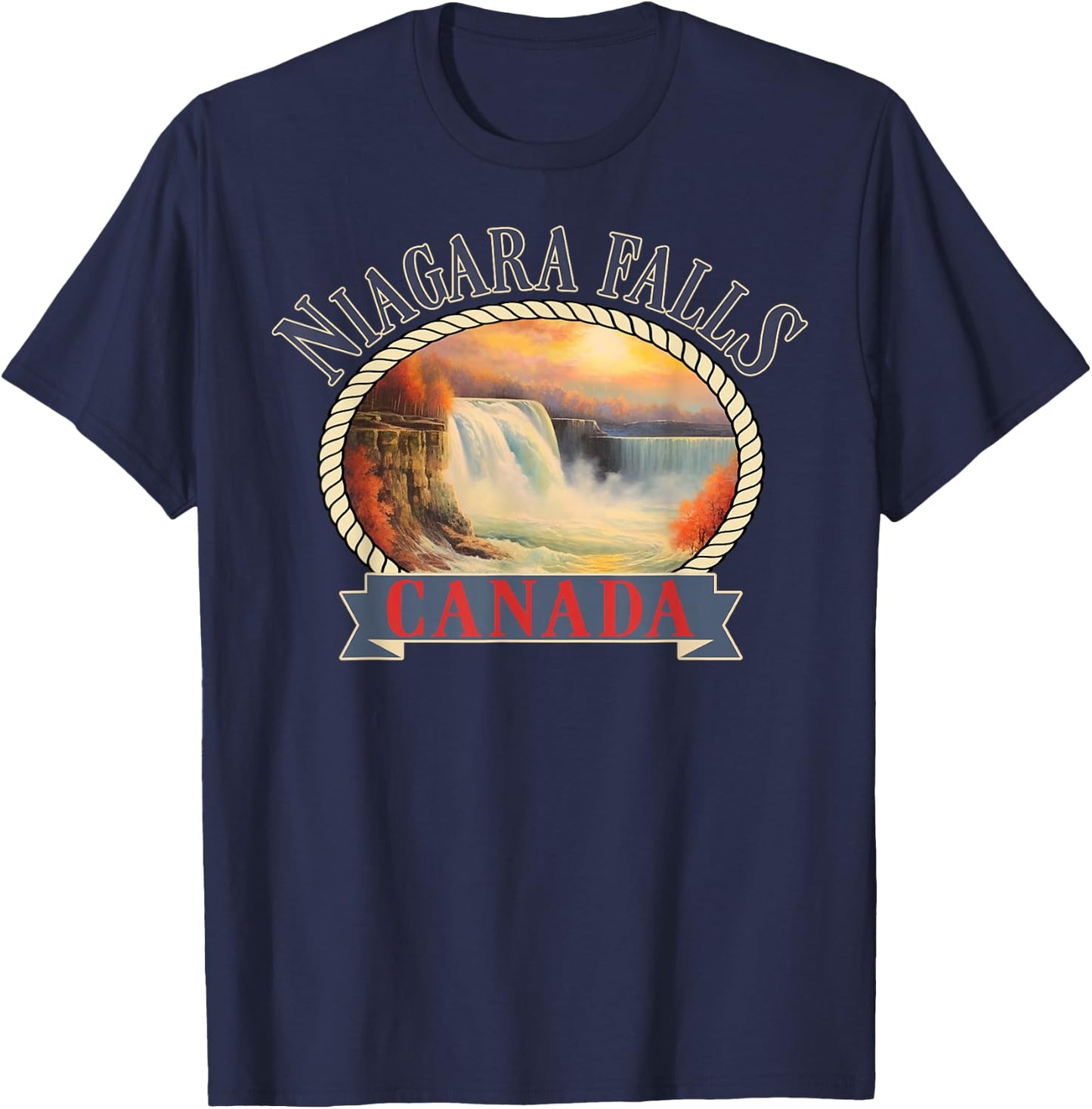 Niagara Falls Canada USA Nature river T-Shirt - T-Shirt | Navy