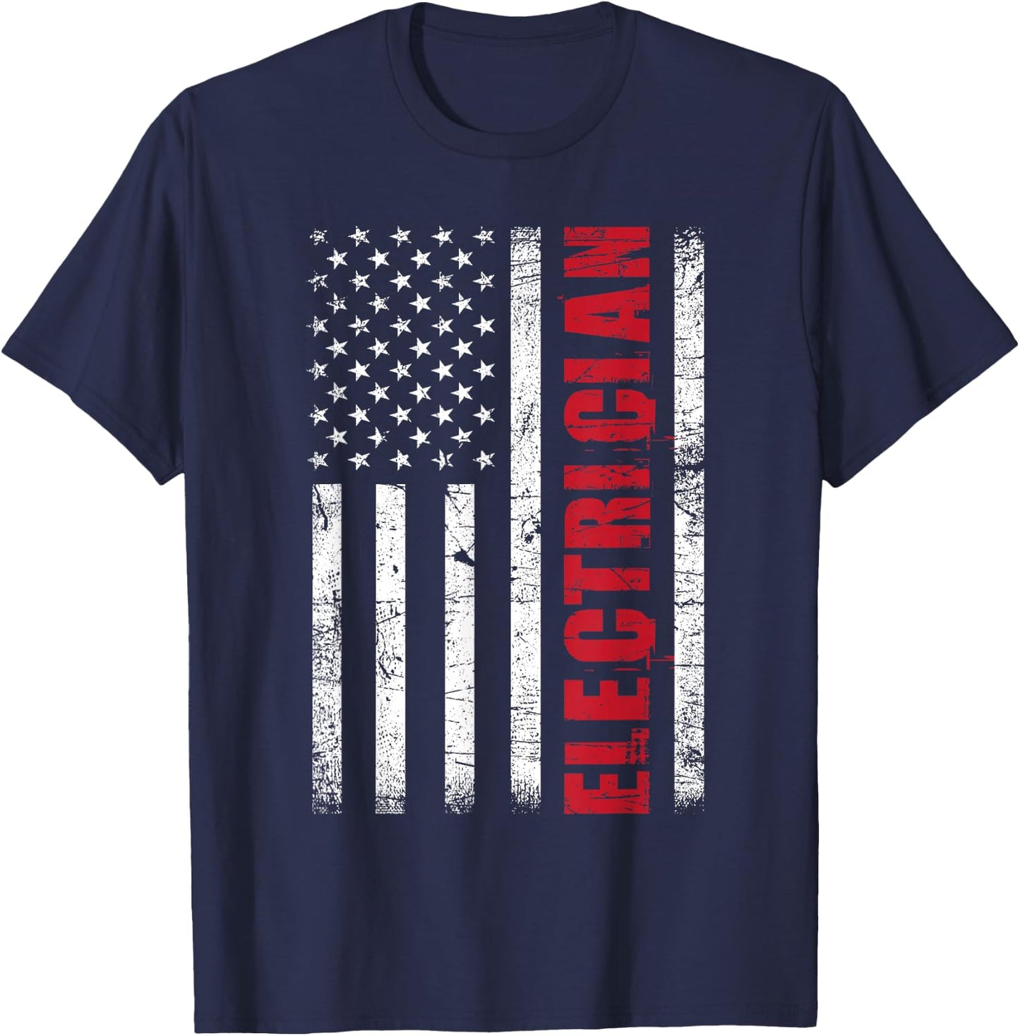 Electrician - USA Flag Lineman Electrical Worker Repairmen T-Shirt - T-Shirt | Navy