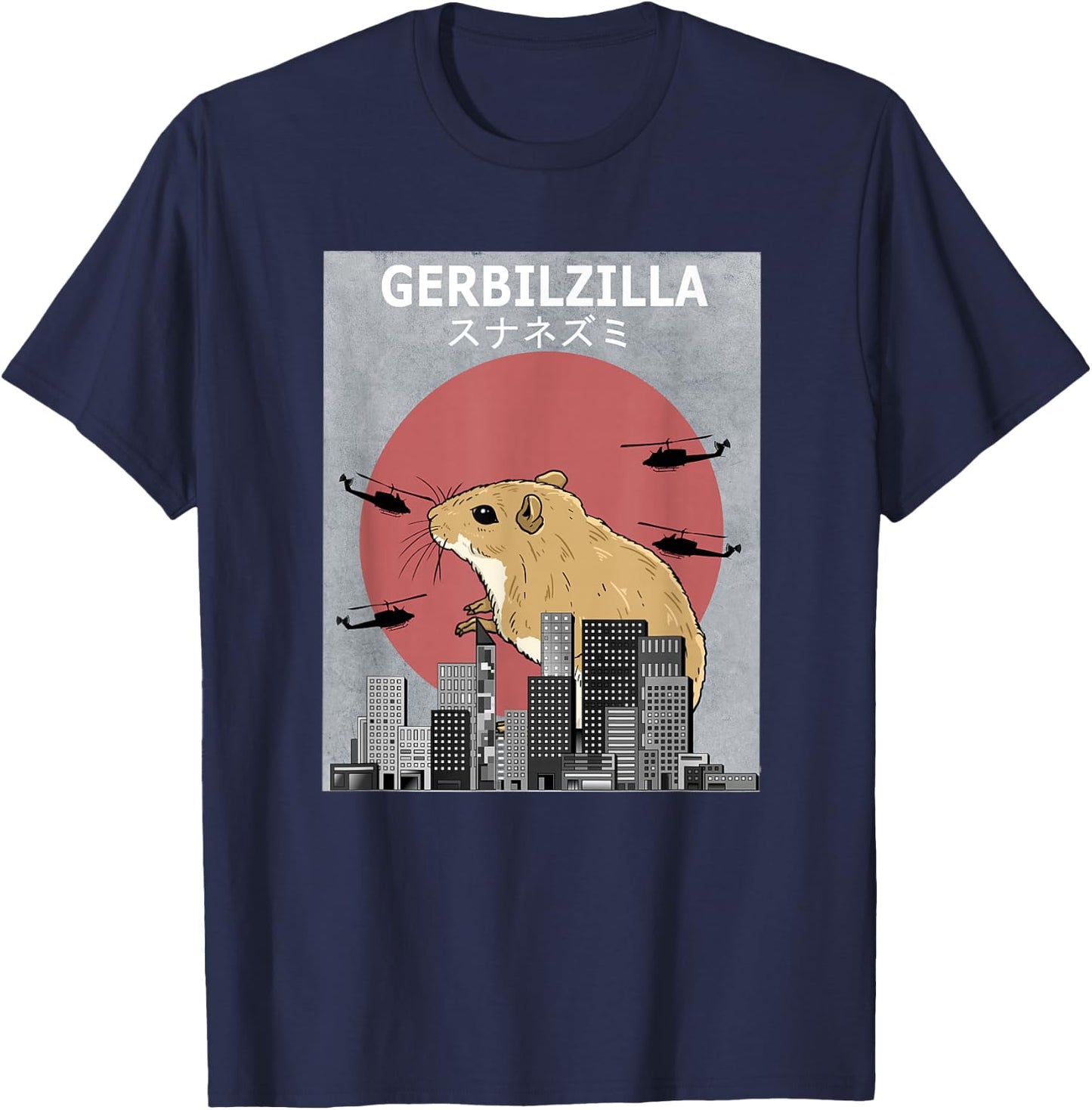 Gerbilzilla Gerbil Funny Pet T-Shirt - T-Shirt | Navy