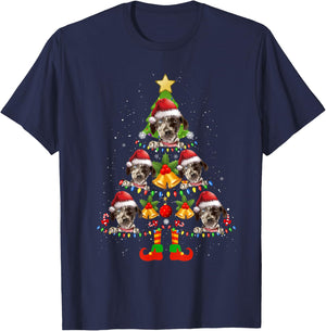 Funny Catahoula Leopard Christmas Lights Tree Dog Lover Xmas T-Shirt - T-Shirt | Navy