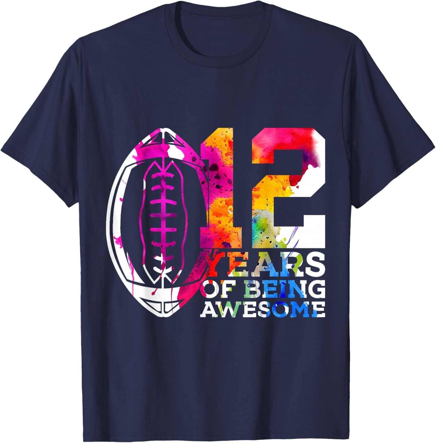 12 Years of Being Awesome Football 12th Birthday T-Shirt - T-Shirt | Navy