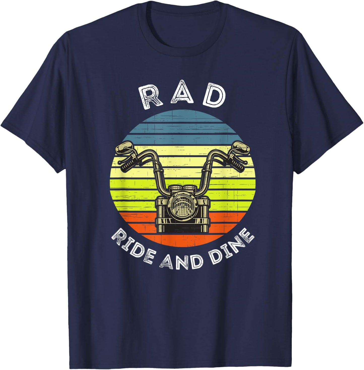 Retro Ride and Dine Friends Motorcycle Dinner Club Apparel T-Shirt - T-Shirt | Navy
