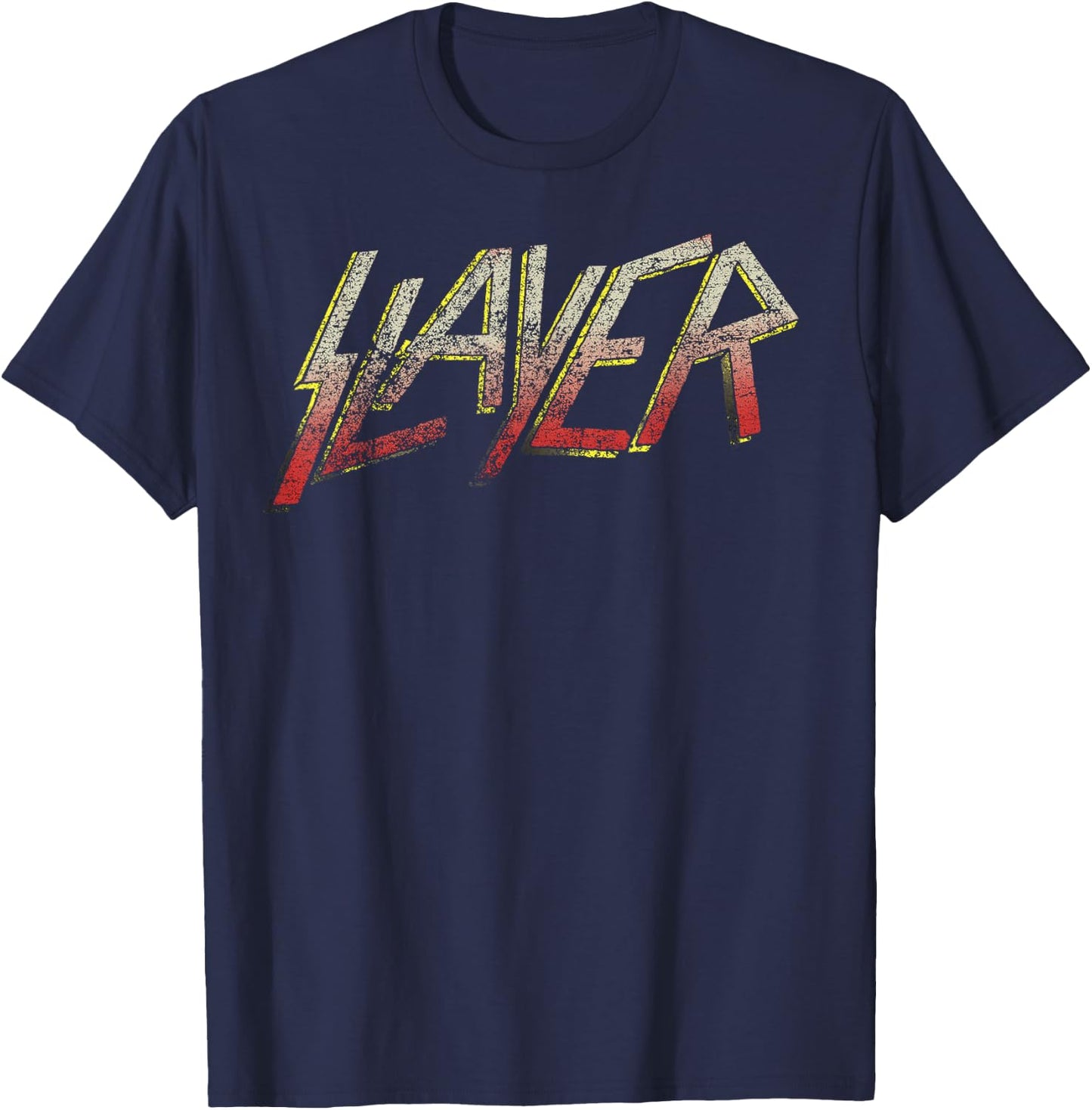 Slayer – Distressed Multicolor Logo T-Shirt - T-Shirt | Navy