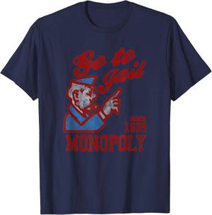 Monopoly Since 1935 Go To Jail Distressed Icon Poster T-Shirt - T-Shirt | Navy