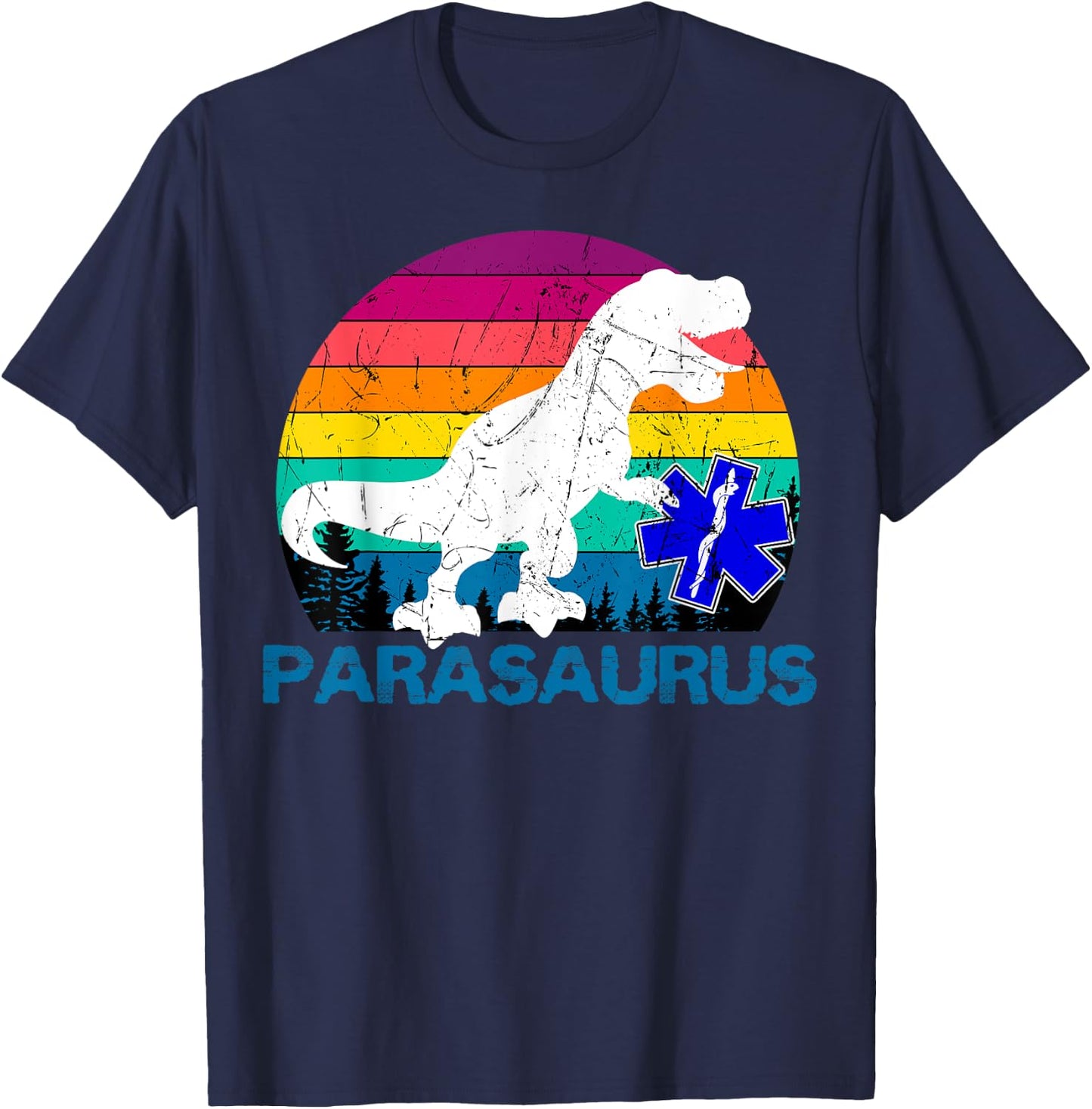 Paramedic Retro Vintage T-Rex Emergency Medical Technician T-Shirt - T-Shirt | Navy