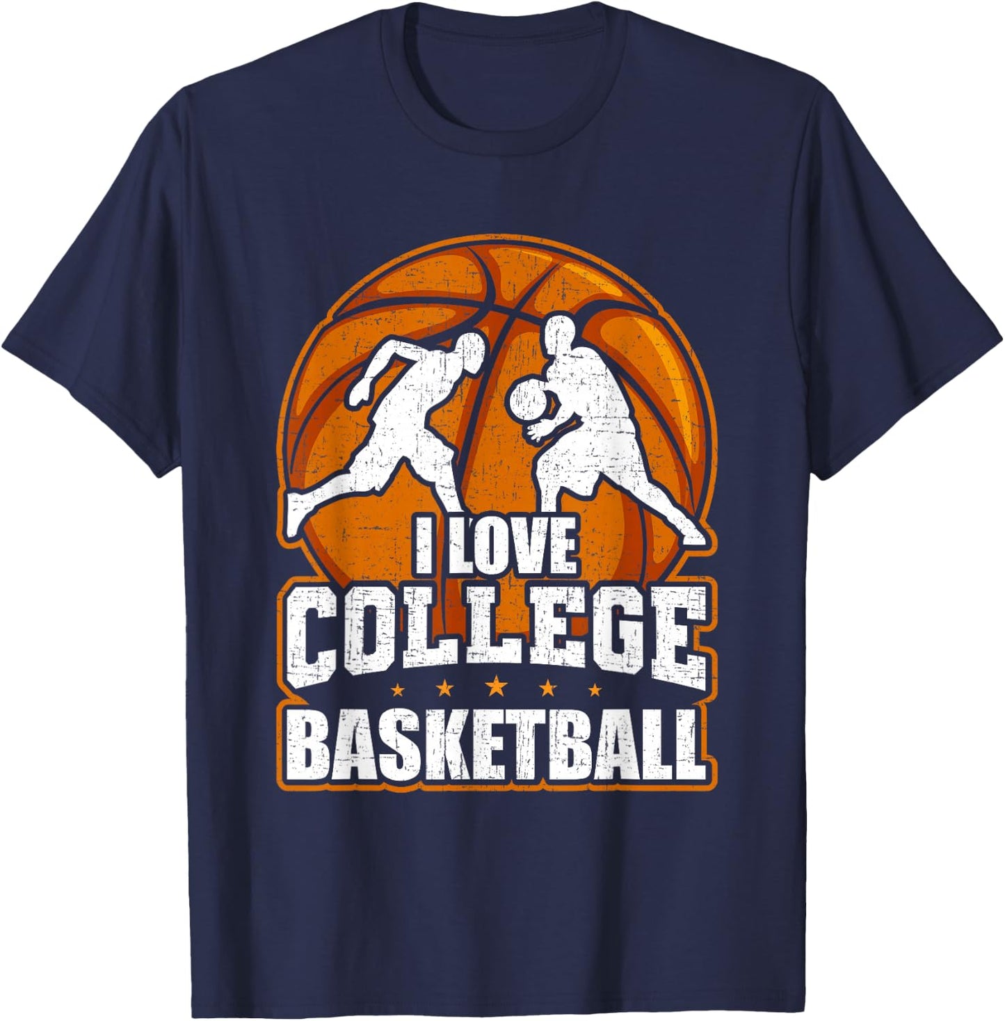 I Love College Basketball Player T-Shirt - T-Shirt | Navy