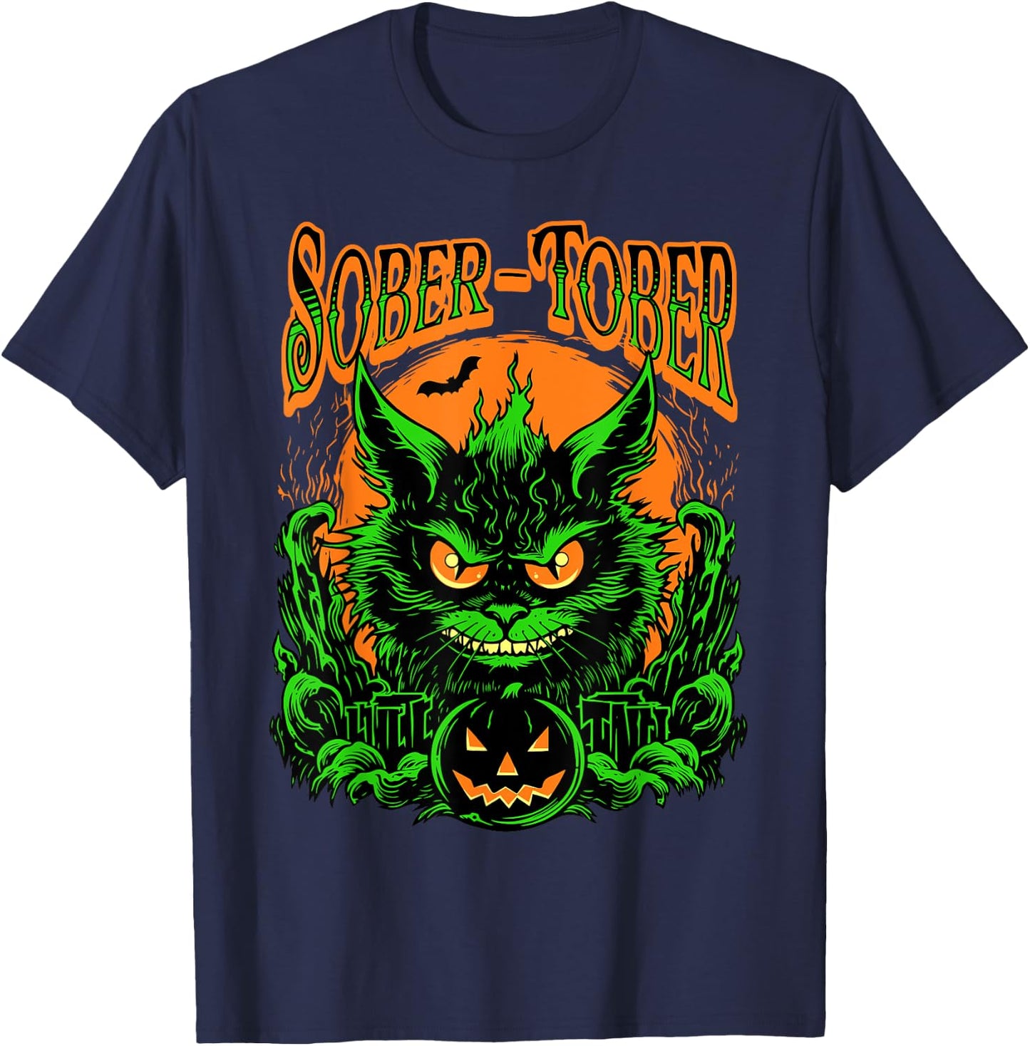 Sober Tober Sobriety Stop Drinking October Sobor Halloween T-Shirt - T-Shirt | Navy