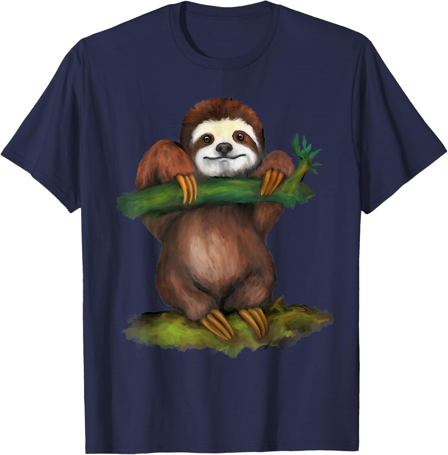 Sloth Art Funny Arboreal Animal Lovers Outfit Men Women Kids T-Shirt - T-Shirt | Navy