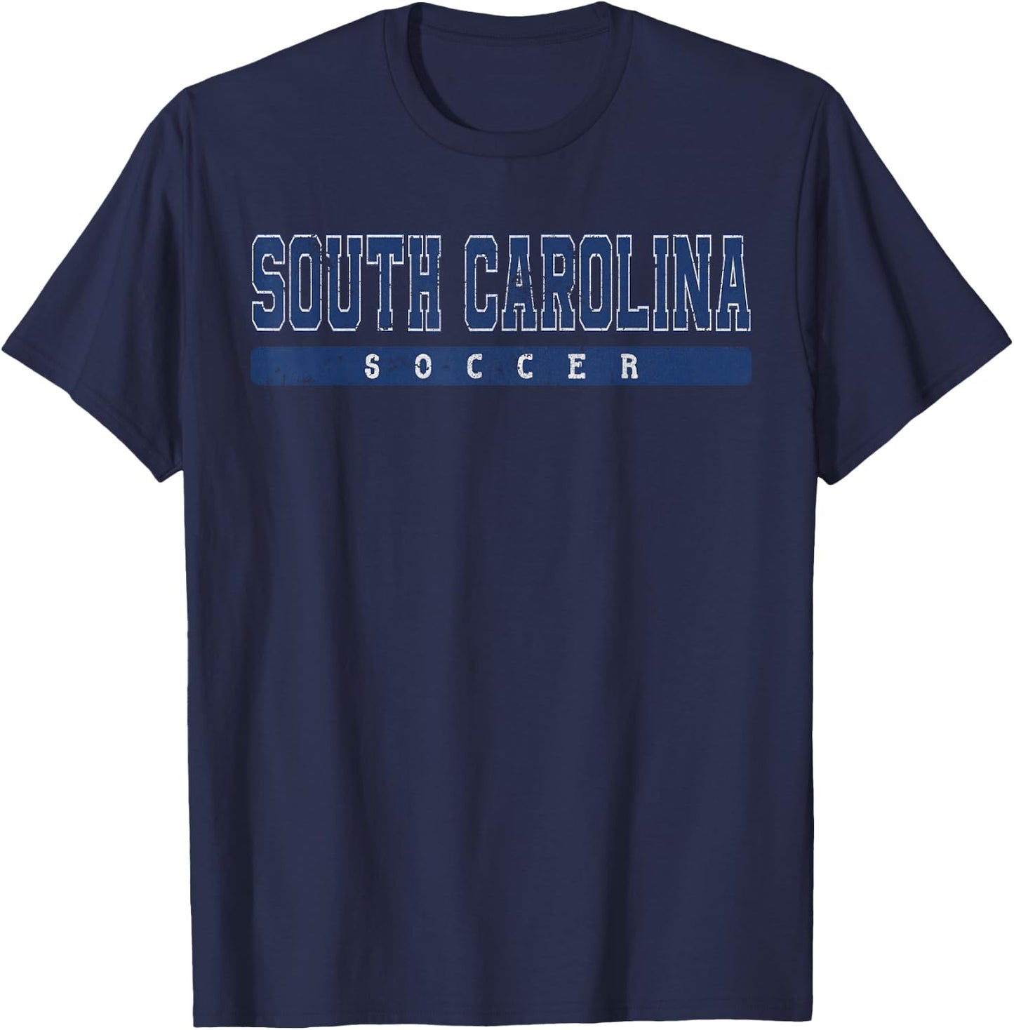 South Carolina Soccer Blue Vintage Text T-Shirt - T-Shirt | Navy